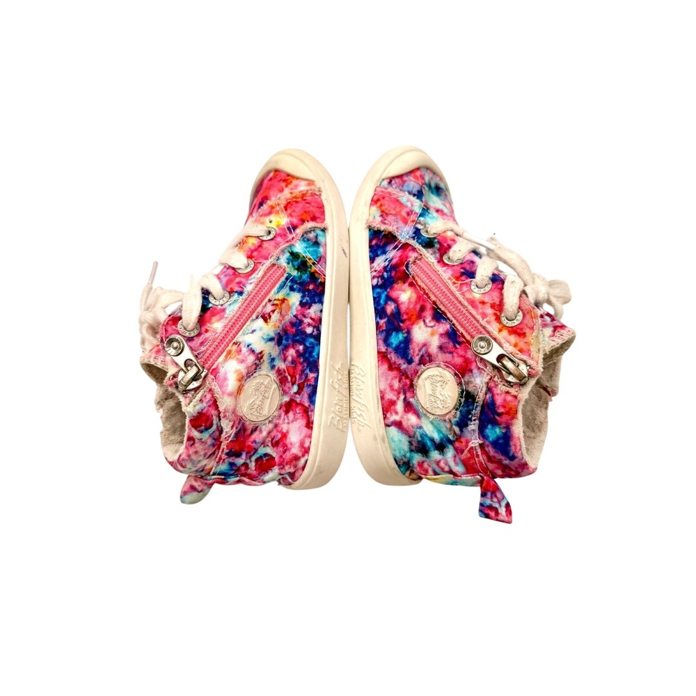 Blowfish Malibu Kids High Top Tie Dye Canvas Sneakers Pink Blue Side Zip Size 12